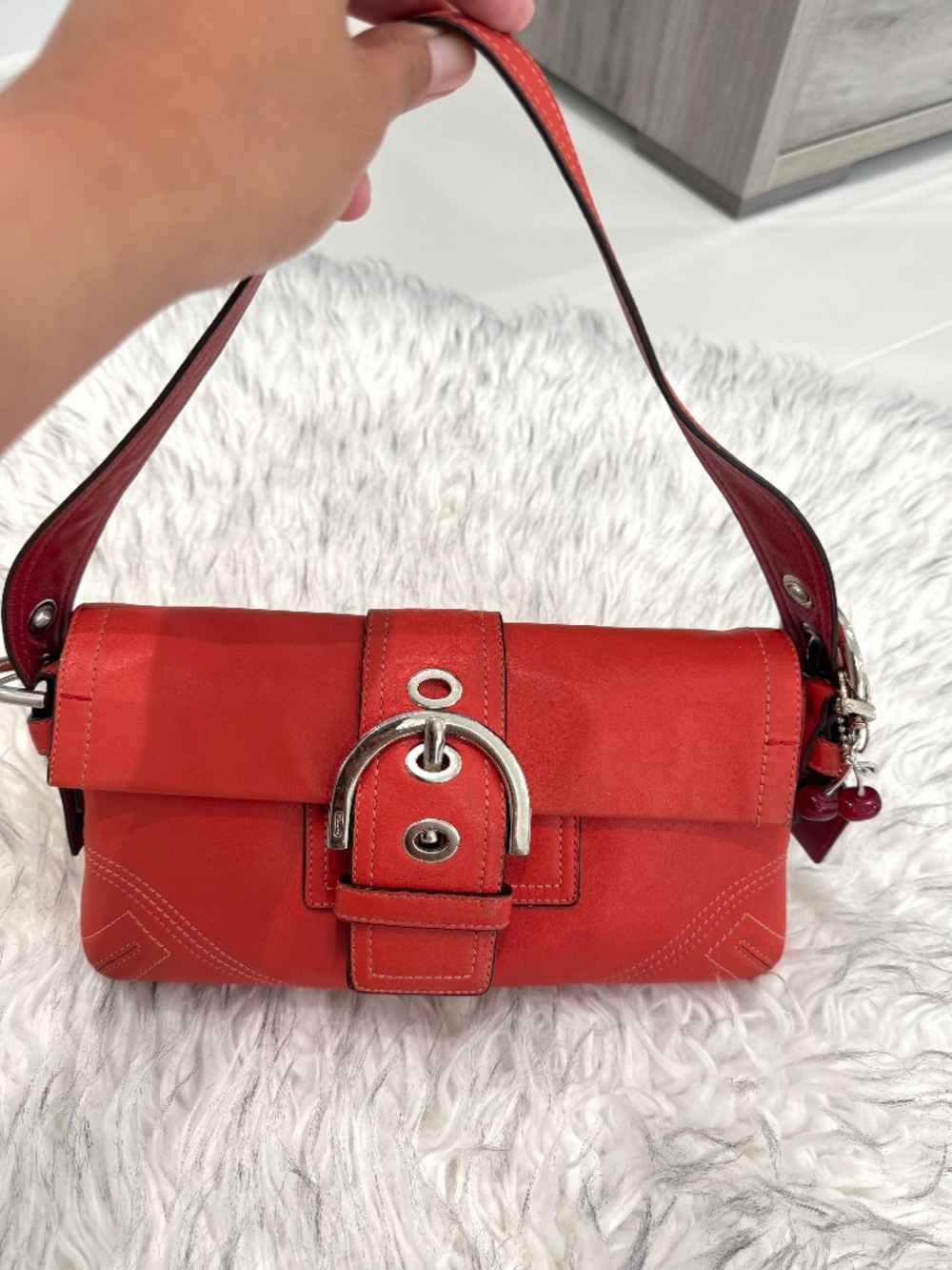 Coach Vintage Soho Red Leather Flap Shoulder Bag #8A05